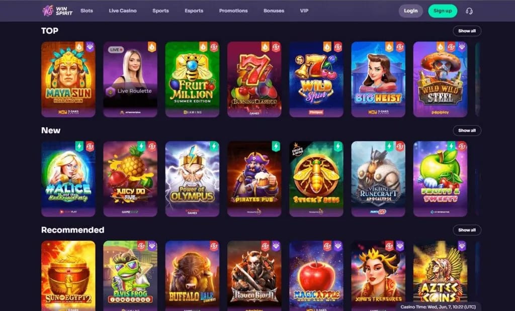 Esperienza di gioco WinSpirit Casinò